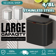 Stainless Steel Mini Dustbin 4L/8L Hanging Wall Mounted Dustbin Sink Room Desk Bathroom Trash Can