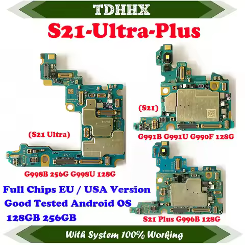 100% Working Unlocked Motherboard S21 G991U G991B G990F / S21 Ultra G998U G998B / S21 Plus 5G G996B 