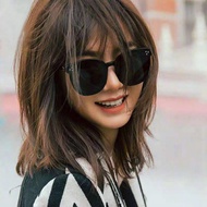 ﹊▦□Bintang selebriti internet dengan cermin mata hitam yang sama wanita bergaya Korea besar-bingkai bulat jumper biru