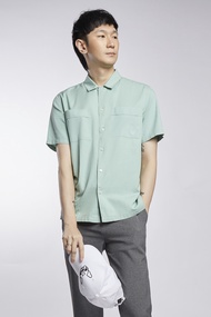 ESP เสื้อเชิ้ตฮาวายผ้าเทกเจอร์ ผู้ชาย สีเขียวอ่อน | Textured Hawaiian Shirt | 03791