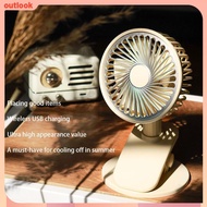 Retro Night Light Desktop Fan  Adjustable Angle Desk Fan USB Rechargeable Wireless Table Fan Clip Circulator Cooling Fan Outlo