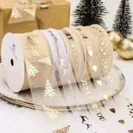 LDP [9M] Gold Wording JUST FOR YOU Creamy Color Lace Glitter Snow Yarn Ribbon/ Flower Ribbon/ Gift W