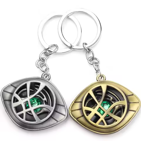 Marvel Avengers Doctor Strange Keychain Retro Unlimited Time Stone Pendant Keyrings Men Women Car Ba
