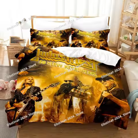 3D Printed Judas Priest Bedding Set Boys Girls Twin Queen Size Duvet Cover Pillowcase Bed Kids Adult
