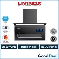 Livinox LCH-MICA-XDC-90BL BLDC Motor / LCH-MICA-X-90BL L Shape Kitchen Cooker Hood