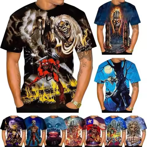 Summer Fashion Nostalgic 3D Printed Heavy Metal Music Devil Cool Fashion Personalized T-shirt