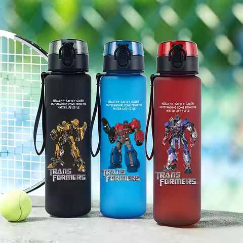 1PCS Transformers Men Sports Water Bottle 650ml Boy Optimus Prime Bumblebee Megatron Portable Cups O