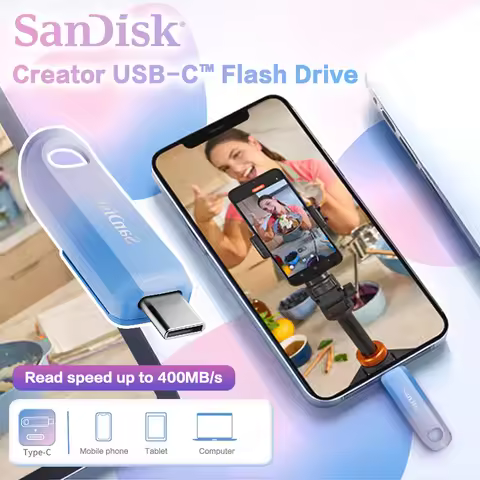 Original SanDisk Creator USB-C Flash Drive 400MB/s High Speed 256GB 512GB 1TB USB3.2 Gen1 U Disk for