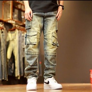 Beman BQ3 cargo jeans, soft cotton men's pants, 15oz thickness, machine washable, no fading