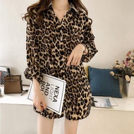 WB Korean Fashion Long Sleeve Leopard Print Fesyen Lengan Panjang Corak Harimau Bintang