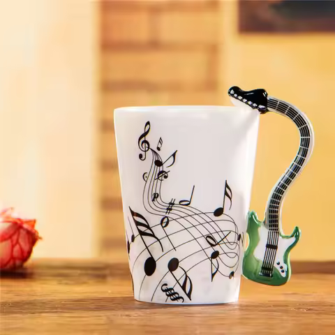 400ml Electric Guitar Ceramic Mug Creative Music Beer Mug Coffee Cup Porcelain Tea Cup Cafe Coffee M