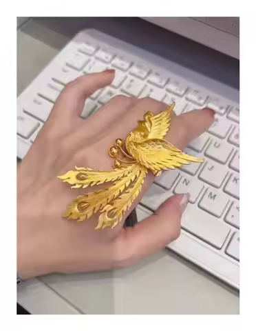 Luxury 24K 9999 Pure Gold real gold Women's Phoenix Dance Nine Days Opening Ring Wedding Ring