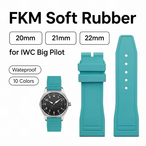 FKM Soft Rubber Watch Strap 20mm 21mm 22mm for IWC Big Pilot TOP GUN, Compatible with Breitling Repl