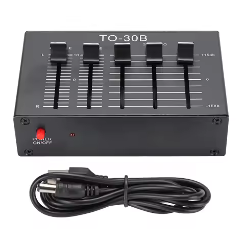 Phono Preamp EQ 2 Channel Digital Sound Equalizer 3 Band 12dB High Mid Low Tone Adjustment Balanced