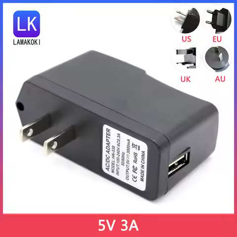 5V 3A Power Adapter AC USB 5V3A Charger Switching Power Supply Universal USB Interface EU US UK AU P