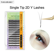 NAGARAKU Single Tip 2D Y Shape Hand Woven Premium Soft Light Natural Eyelashes Extension