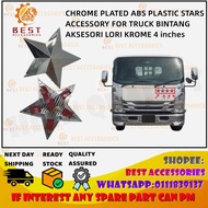 1PCS CHROME PLATED ABS PLASTIC STARS ACCESSORY FOR TRUCK BINTANG AKSESORI LORI KROME 4 inches HIGH Q