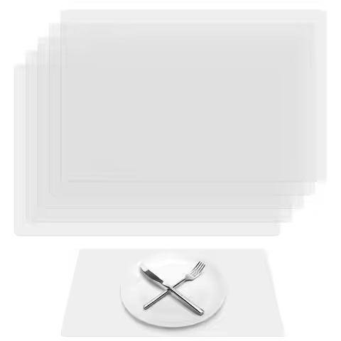 Clear Plastic Placemats Set of 4 - Vinyl Table Protector for Dining, Kitchen, Office, Painting Table
