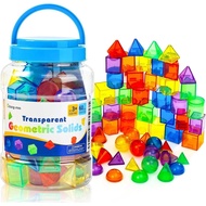 60 Pieces 3D Shape Teaching Aids, Light Board Operation Tools | 6 Colors and 10 Shapes, Children's G