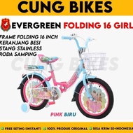 Sepeda AnakSepeda lipat anak perempuan mini 16 Inch Evergreen Folding