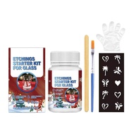 Glass Etching Art Craft Kit | Reusable Etch Cream & 6 Tools | For DIY Glassware Ceramic Decoration A