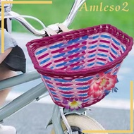 [Amleso2] Kids Bike Baskets Carrier Accessories Storage Tricycle Basket Handlebar Basket for Luggage Riding Travel Folding Bike