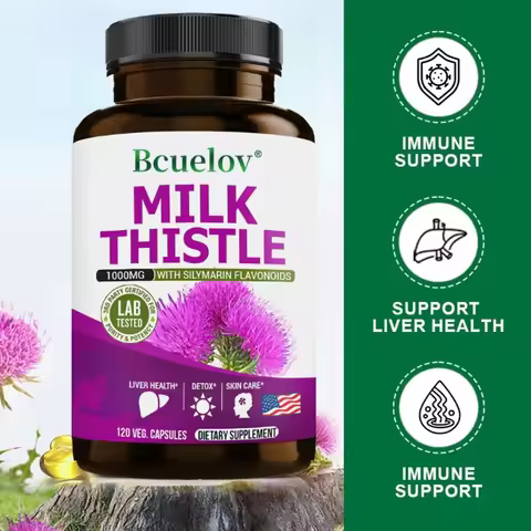Milk Thistle Extract 1000mg - Gluten-Free Non-GMO, Antioxidant Supplements for Healthy Skin, Liver, 