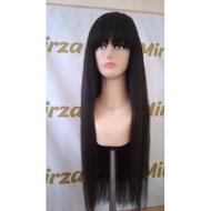 wig rambut asli 100 panjang 60 cm belahan bebas mono hair wig