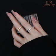 H.M S925 Silver Inlaid AAA H Letters Ring  New