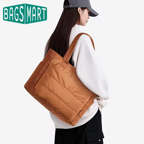BAGSMART Tote Bag for Women Lightweight Puffy Tote Bag with Compartments Quilted Shoulder Bag Handba