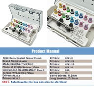 Dental Implant Screwdriver Universal Hand Driver with Autoclavable Box Dental Torque Wrench Prosthet