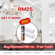 Diamond Mirror Bevel Edge Grand Mirror DIY Cermin Diamond Mirror Wainscoting Wall