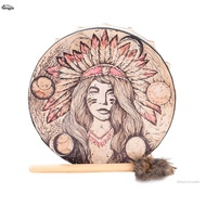 10 นิ้ว Shaman กลอง Handmade Shamanic กลอง Drum Stick สัญลักษณ์กลองไซบีเรีย Spirit เพลงหนังและไม้ LA