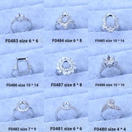 Luxury zircon diamond ring setting, fashionable cabochon inlay, adjustable ring setting accessories,