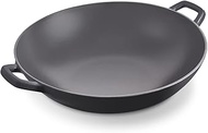 Dash Zakarian By 14” Cast Iron Wok for Restaurant Quality Stir Fry, Seafood, Deep Frying, and Steaming - Black