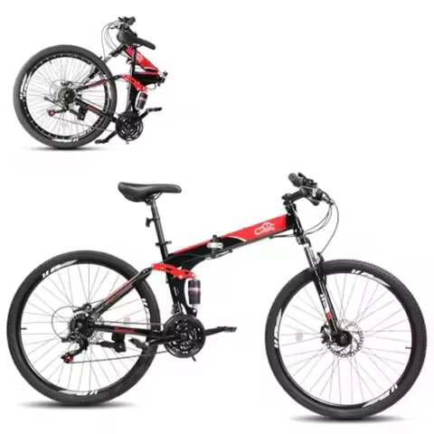 Folding Mountain Bike 26 for Adults Women's Men's 21 Speed Foldable Bicycle with Dual Suspension Dua