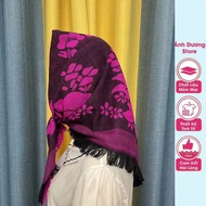 Wool Scarf for Mother and Grandma 95x95cm, Square Scarf for Middle-Aged Women with Floral Pattern to