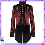 Men Victorian Medieval Coat Punk Tuxedo Halloween Cosplay Costume Tailcoat Gothic Steampunk Trench F