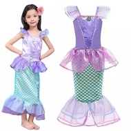 UNGU Princess Ariel Mermaid Costume for Kids Purple Mermaid Dress