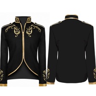 Mens Victorian Vintage Medieval Jacket Coat Embroidery Zip Up Stand Collar Prince King Cosplay Costu