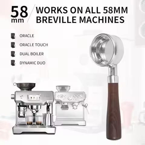 58mm Bottomless Portafilter with 2Cups Filter Basket For Breville Oracle, Oracle Touch, Dual Boiler 