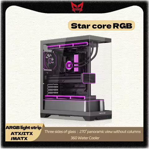 MANTISMAN Star Core RGB PC Gaming Case MATX/ATX/ITX Three Sided Glass 360 Water Cooler Desktop Compu