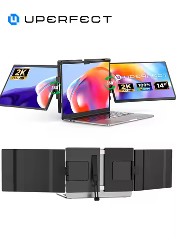 UPERFECT Laptop Screen Extender 14" Portable Triple Monitor With QHD 2K IPS Display For Mac, Windows