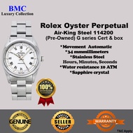 Rolex Air-King Steel 34mm White Roman Dial NOS 114200 (Pre-oWNED)