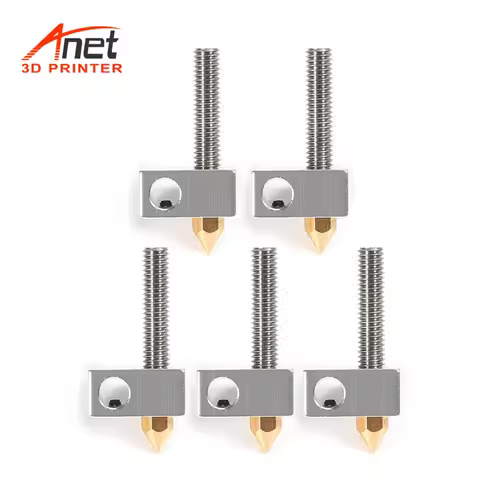 Anet 0.4mm Brass Nozzle Extruder Print Head + Heater Block Hotend + 1.75mm Throat Tubes Pipes for An