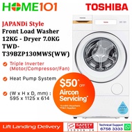 Toshiba JAPANDi Style Front Load Washer 12KG - Dryer 7.0KG TWD-T39BZP130MWS(WW)