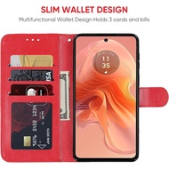 Case for Moto G24/Moto G04/Moto E14/Moto G04S XT2423-1 Wallet Case with Tempered Glass Screen Protec
