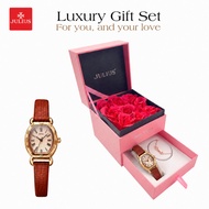 Julius Women Watch Best Selling Combo Model Jam Tangan Wanita Leather Stainless Steel Strap Water Re