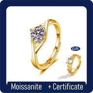 [D'carats] Golden Twisted 1Ct Sythetic Moissanite Engagement Ring W/ Adjustable Ring Size