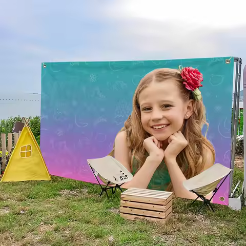 flag Cute For Picnic Party Art L-Like Home Decoration Outdoor Kid Camping Nastya Banner
